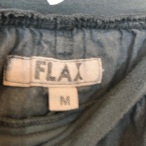 FLAX Cropped Linen Drawstring Pants With Pockets and Front Ankle Slits M - Picture 5 of 6